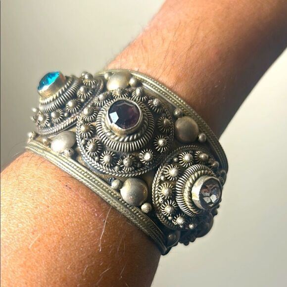 Siam multi colored old silver bracelet - Picture 1 of 5